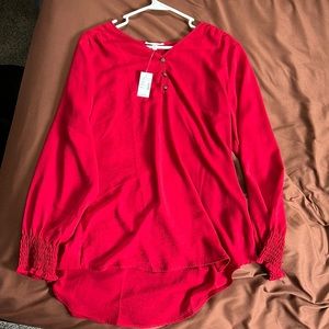 Long sleeve red blouse